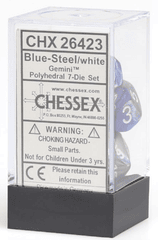 Chessex Dice: 7 Set Polyhedral Gemini Blue Steel White CHX26423